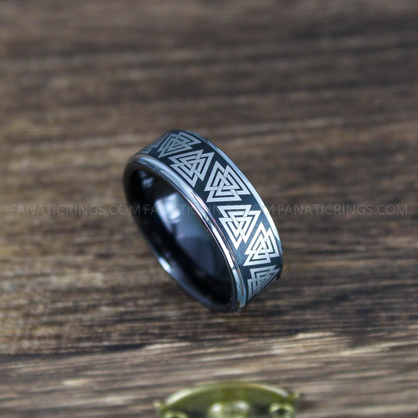 IMG_0017 Viking Ring, Runes Ring, Nordic Ring, Norsemen Ring, Nordic Runes Ring, Black Tungsten Band - Image 1