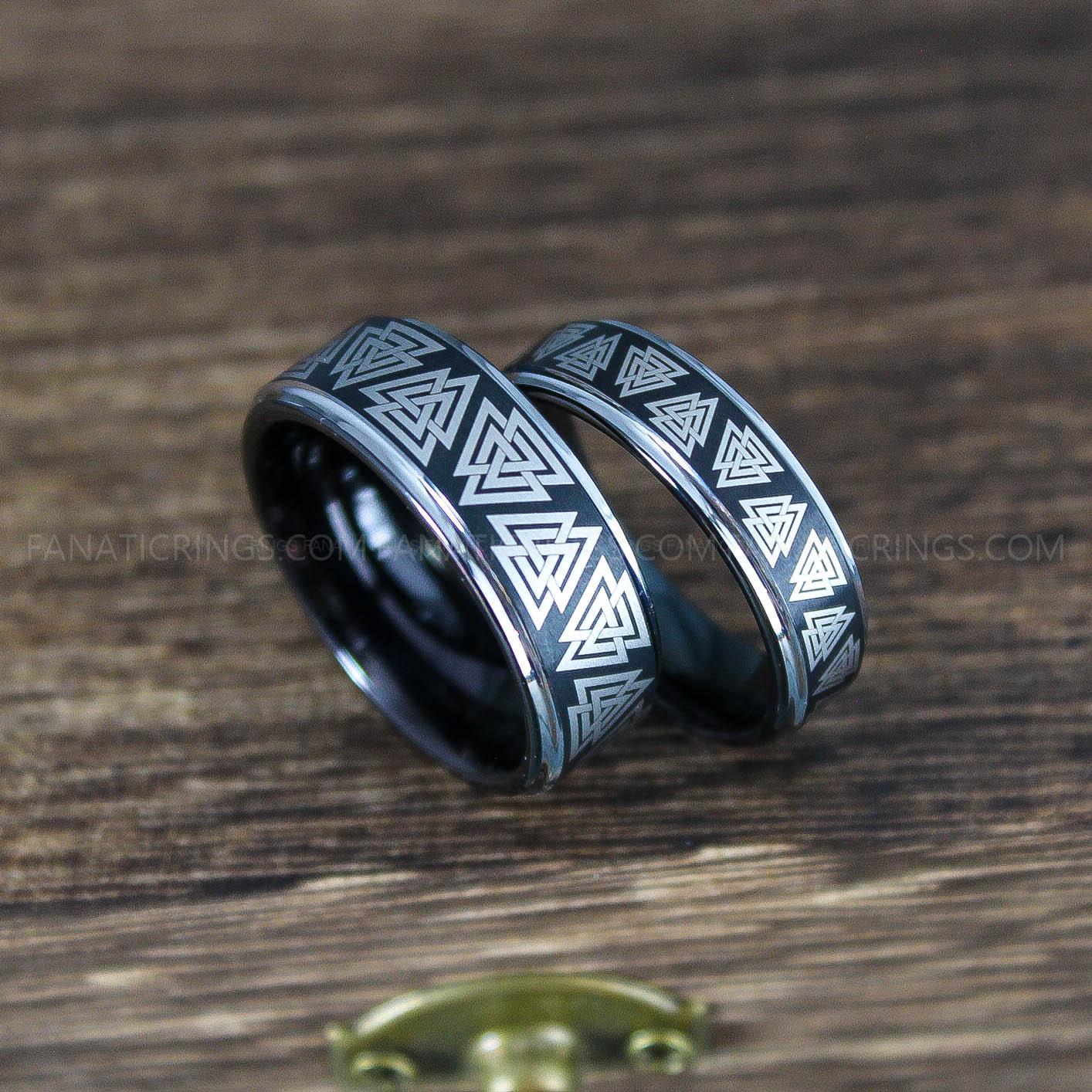 IMG_0018 Viking Ring, Runes Ring, Nordic Ring, Norsemen Ring, Nordic Runes Ring, Black Tungsten Band - Image 1
