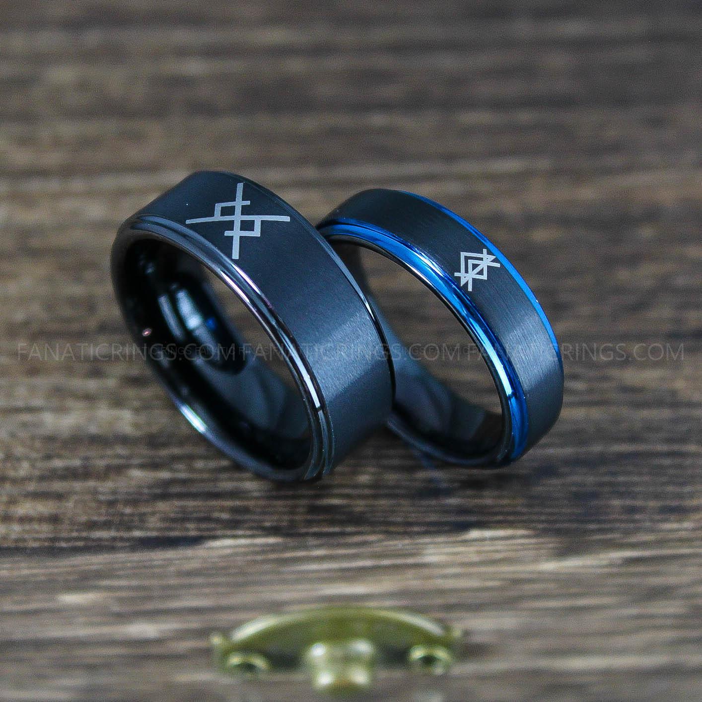 IMG_0020 Viking Ring, Runes Ring, Nordic Ring, Norsemen Ring, Nordic Runes Ring, Black Tungsten Band - Image 1