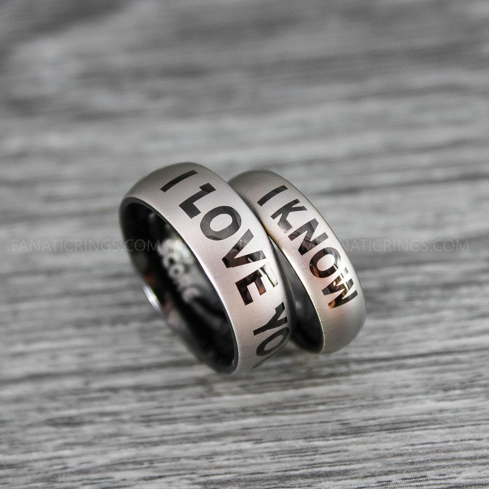 IMG_0102 I Love You I Know Rings, Aurebesh Rings, Black Wedding Bands, Aurebesh Wedding Bands, Aurebesh Wedding Rings, Aurebesh Jewelry - Image 1