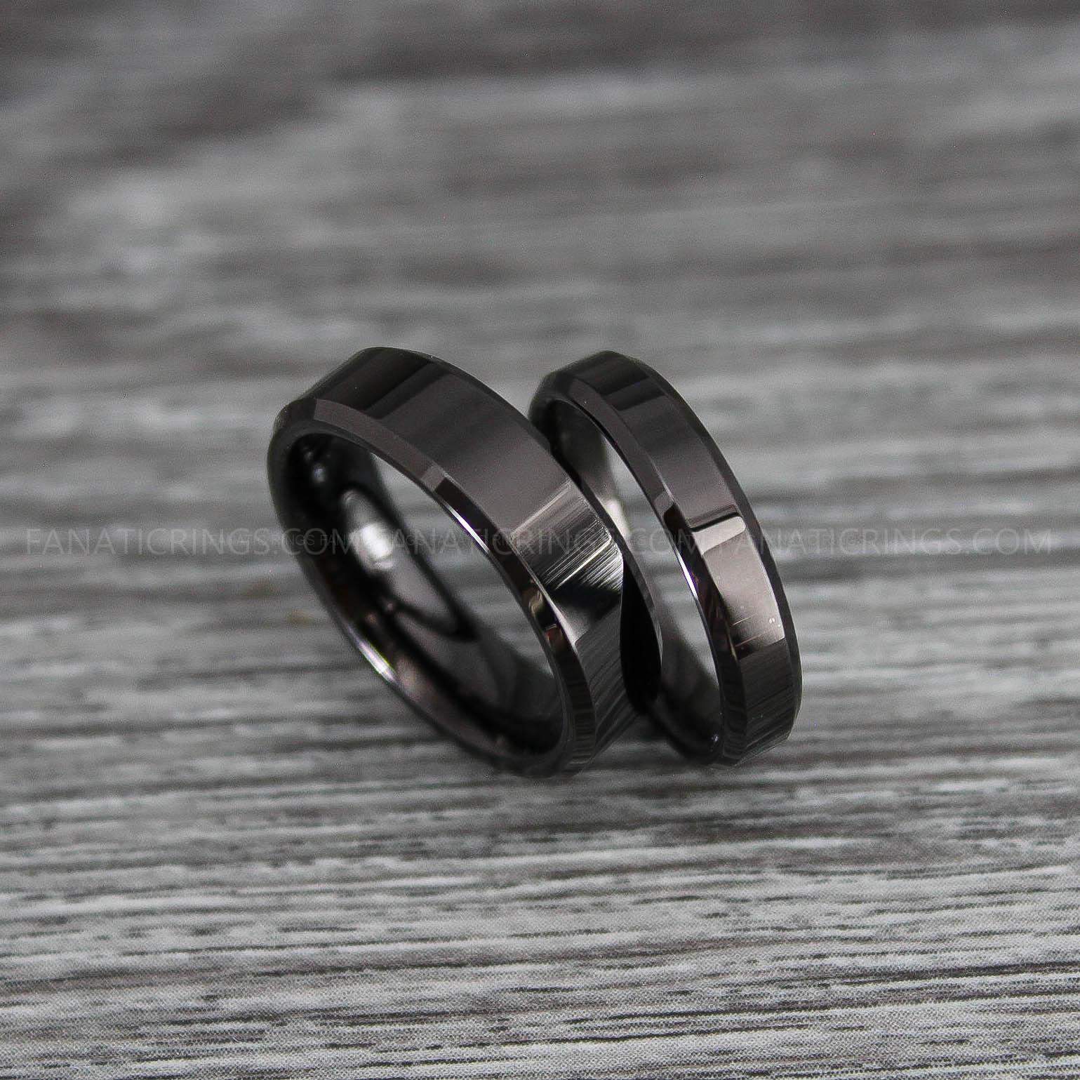 IMG_0137 Black Wedding Bands, Couple Rings, Black Wedding Rings, Black Tungsten Rings - Image 1