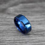 Blue Wedding Bands, Couple Rings, Blue Wedding Rings, Blue Tungsten Rings - Image 5