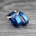 Blue Wedding Bands, Couple Rings, Blue Wedding Rings, Blue Tungsten Rings