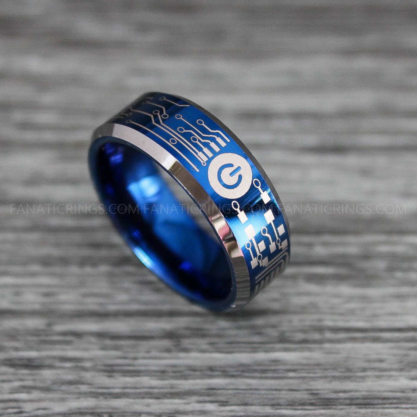 IMG_0228 Power Button Ring, Circuit Board Ring, Gamer Ring, Gamer Jewelry, Circuit Board Ring, Gamer Wedding Band - Image 1