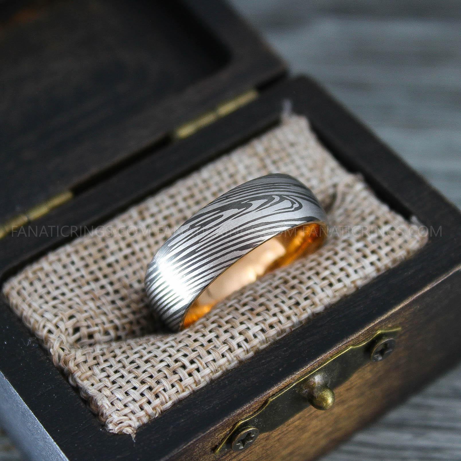 IMG_0307 Damascus Steel Ring, Damascus Steel Jewelry, Damascus Steel Wedding Ring, Damascus Steel Wedding Band - Image 1