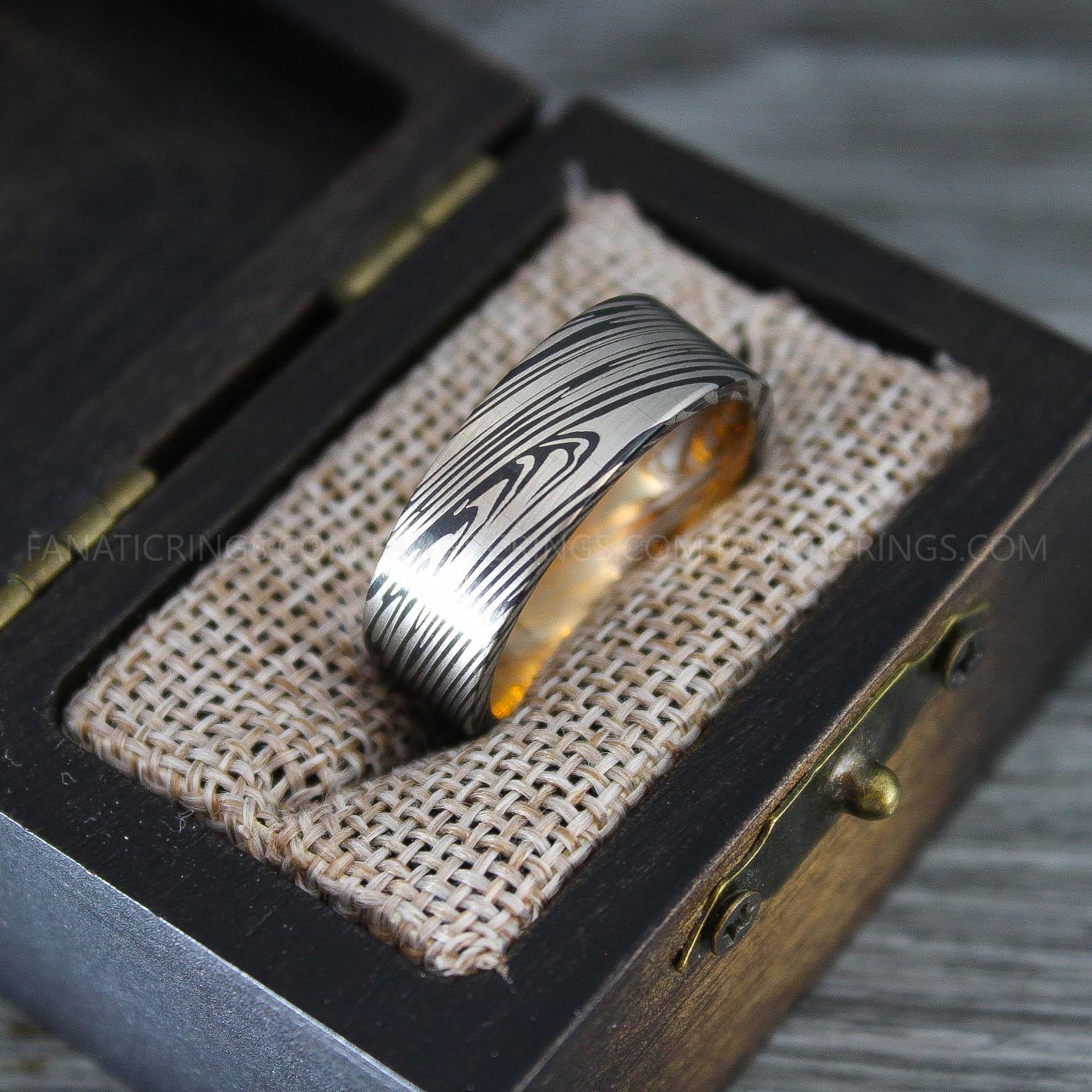 IMG_0309 Damascus Steel Ring, Damascus Steel Jewelry, Damascus Steel Wedding Ring, Damascus Steel Wedding Band - Image 1