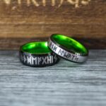 Til Valhalla Rings, Viking Rings, Runes Rings, Valknut Rings, Nordic Rings, Norsemen Rings, Nordic Runes Rings, Black Tungsten Bands