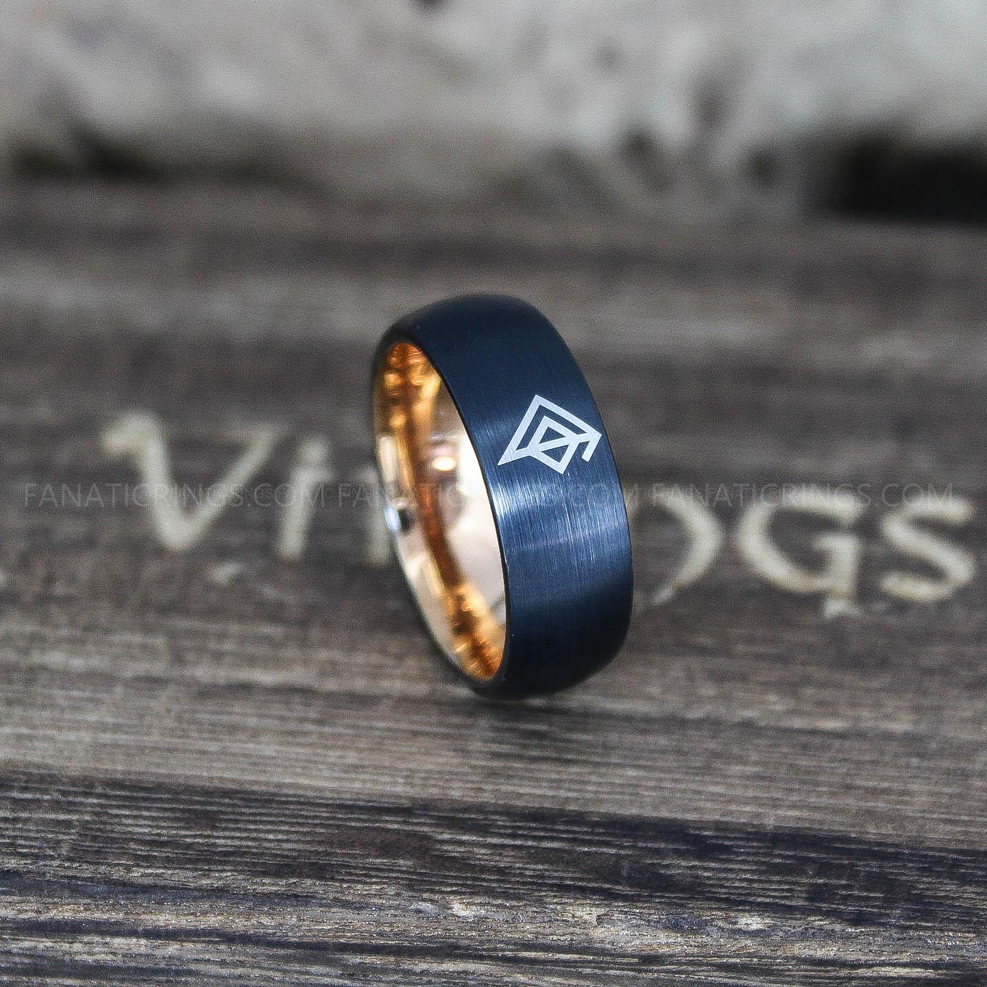 IMG_9878 Til Valhalla Ring, Viking Ring, Runes Ring, Valknut Ring, Nordic Ring, Norsemen Ring, Nordic Runes Ring, Black Tungsten Band - Image 1
