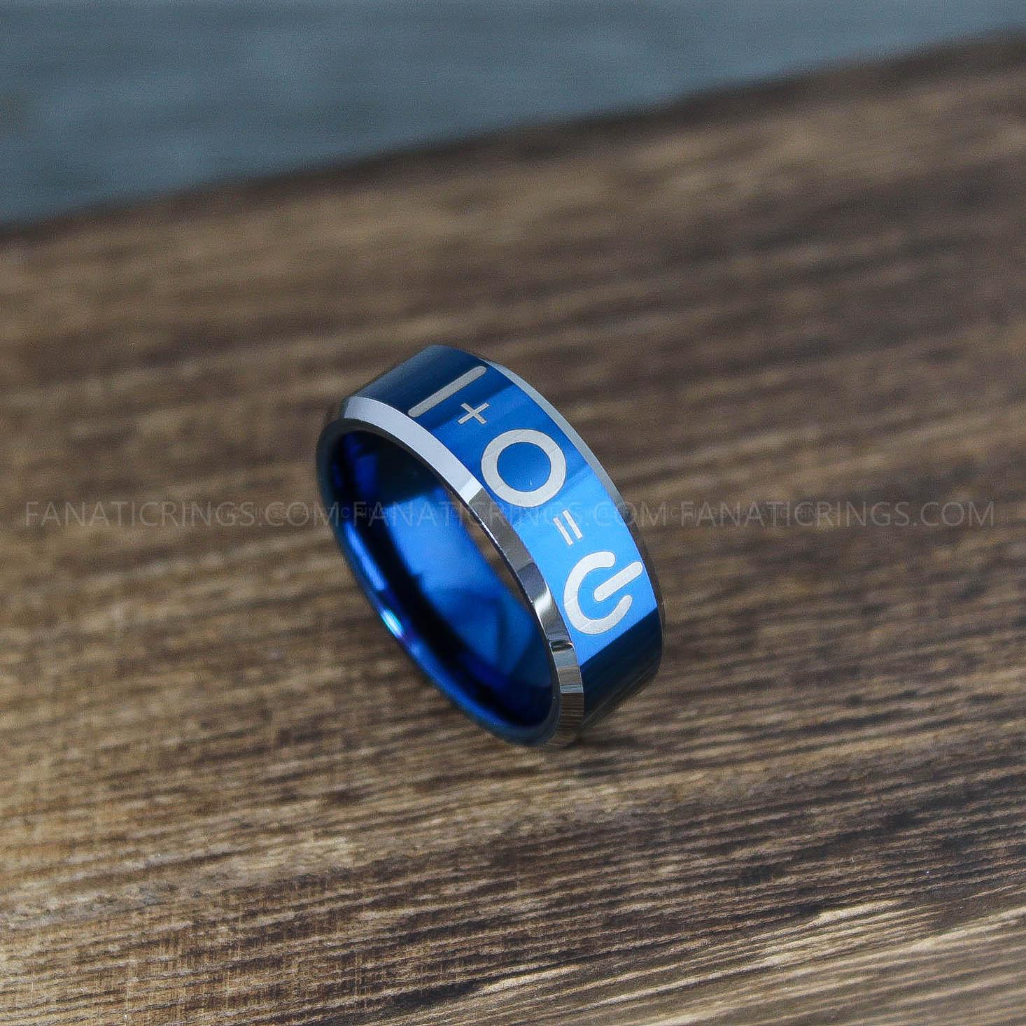 IMG_9909 Binary Ring, Gamer Ring, Gamer Jewelry, Circuit Ring, Gamer Wedding Band, Power Button Ring - Image 1
