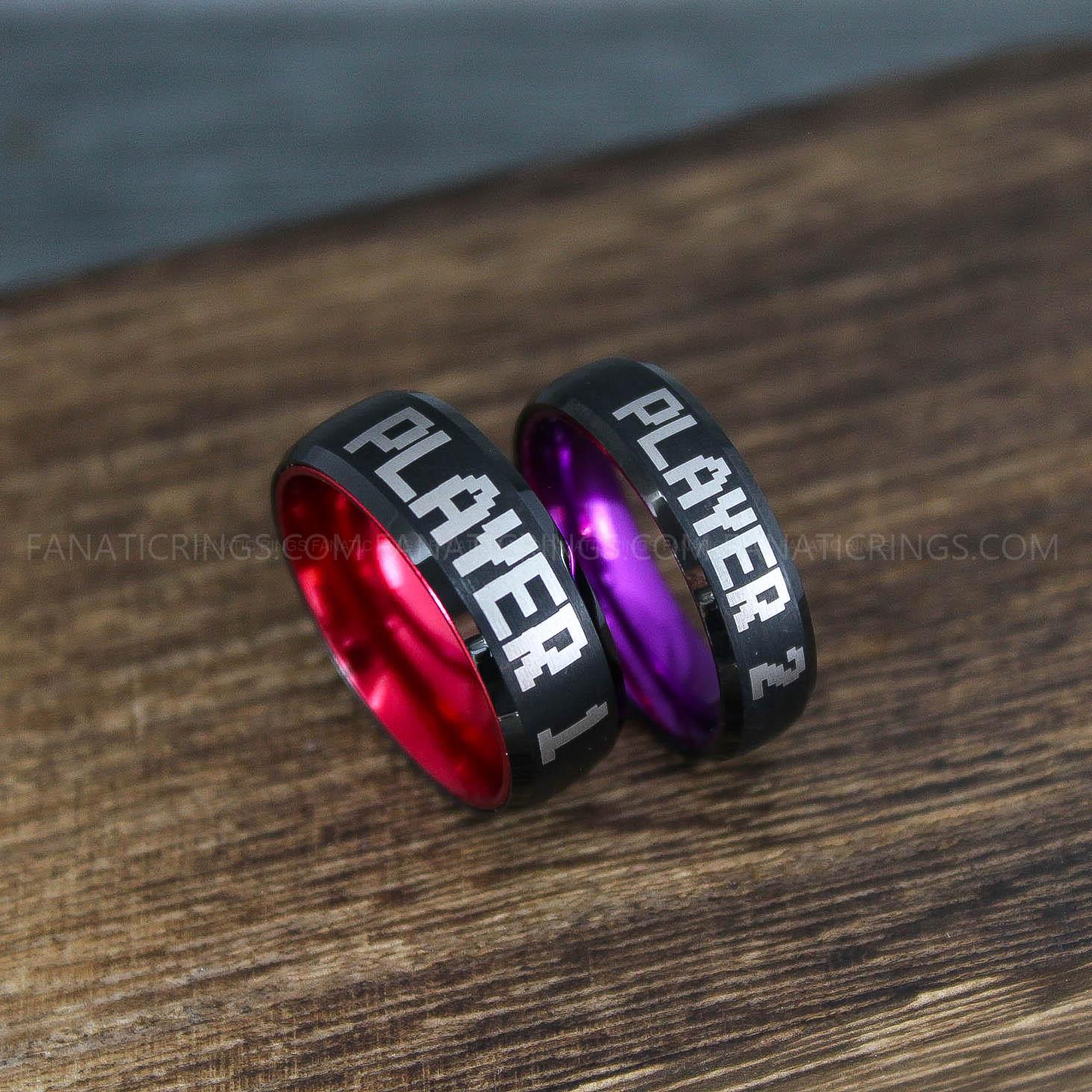 IMG_9912 Player 1 Player 2 Rings, Gamer Rings, Couple Ring Set, Couple Wedding Bands - Image 1