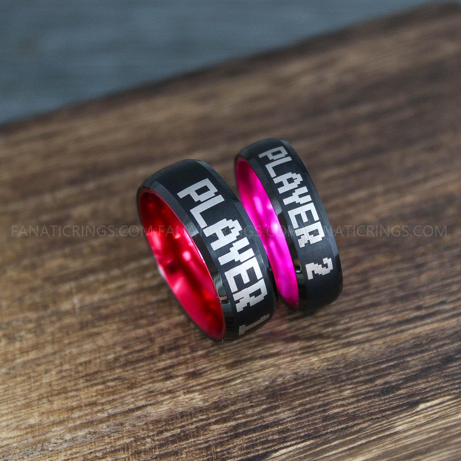 IMG_9913 Player 1 Player 2 Rings, Gamer Rings, Couple Ring Set, Couple Wedding Bands - Image 1