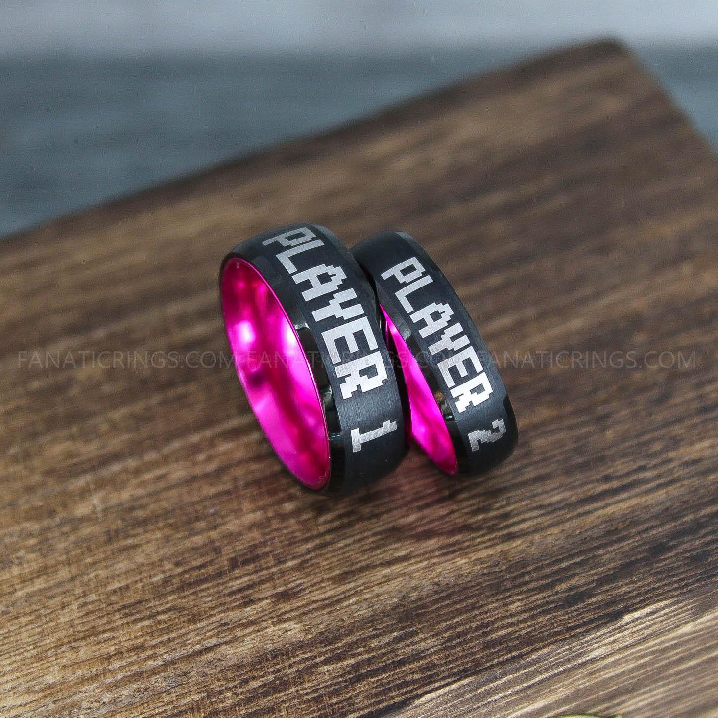 IMG_9917 Player 1 Player 2 Rings, Gamer Rings, Couple Ring Set, Couple Wedding Bands - Image 1