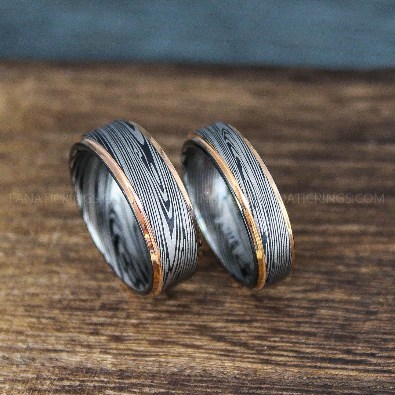 IMG_9932 Damascus Steel Rings, Damascus Steel Jewelry, Damascus Steel Wedding Rings, Damascus Steel Wedding Bands, Couple Rings Matching Couple Rings - Image 1