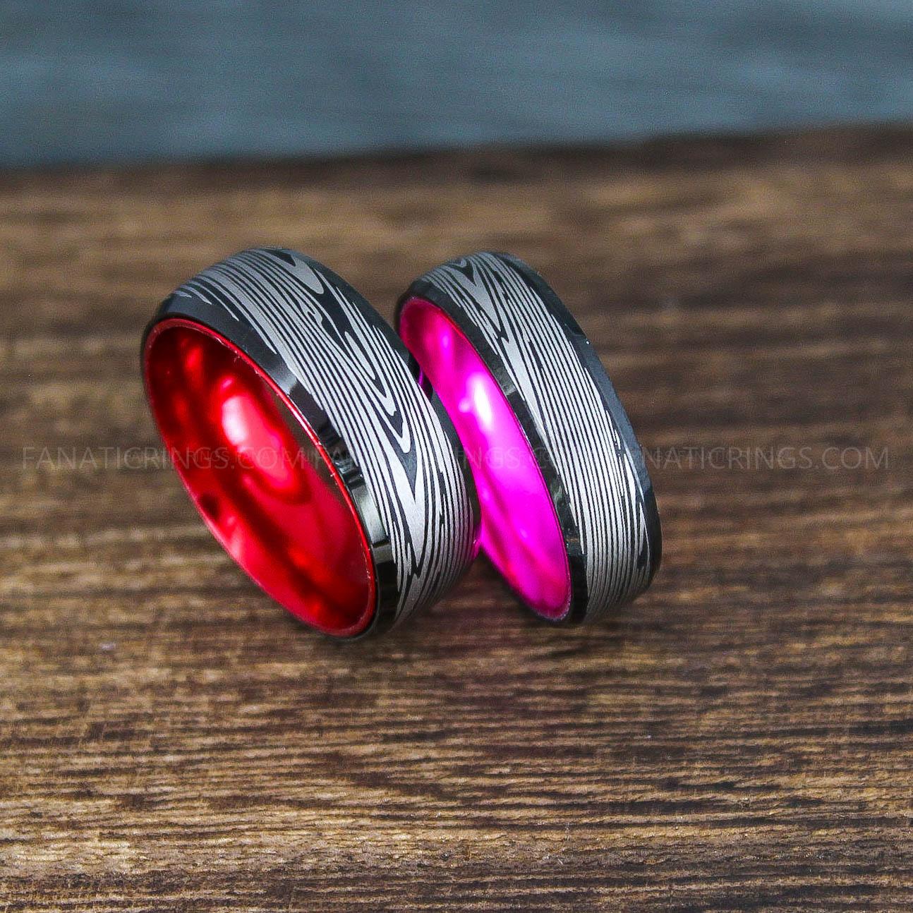 IMG_9940 Damascus Steel Rings, Damascus Steel Jewelry, Damascus Steel Wedding Rings, Damascus Steel Wedding Bands, Couple Rings Matching Couple Rings - Image 1