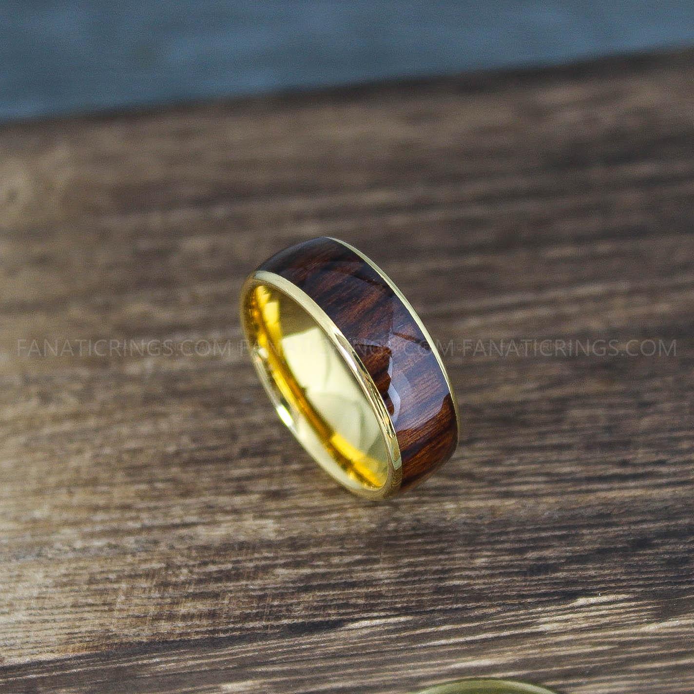 IMG_9950 Wood Ring, Wood Wedding Band, Wood Wedding Ring, Gold Wedding Band - Image 1