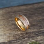 Wood Ring, Wood Wedding Band, Wood Wedding Ring, Hammered Ring, Gold Wedding Band
