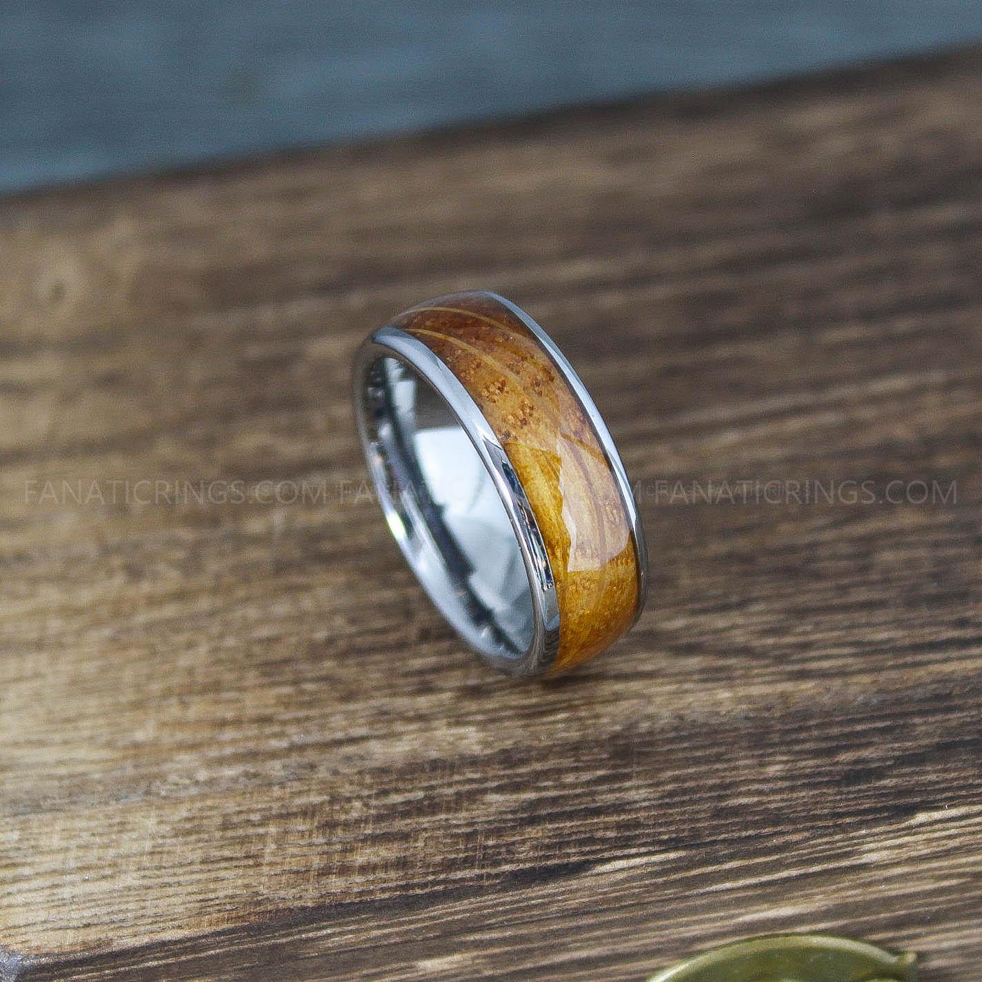 IMG_9952 Whiskey Barrel Wood Ring, Wood Wedding Band, Whiskey Barrel Wood Wedding Ring, Silver Wedding Ring, Silver Wedding Band - Image 1