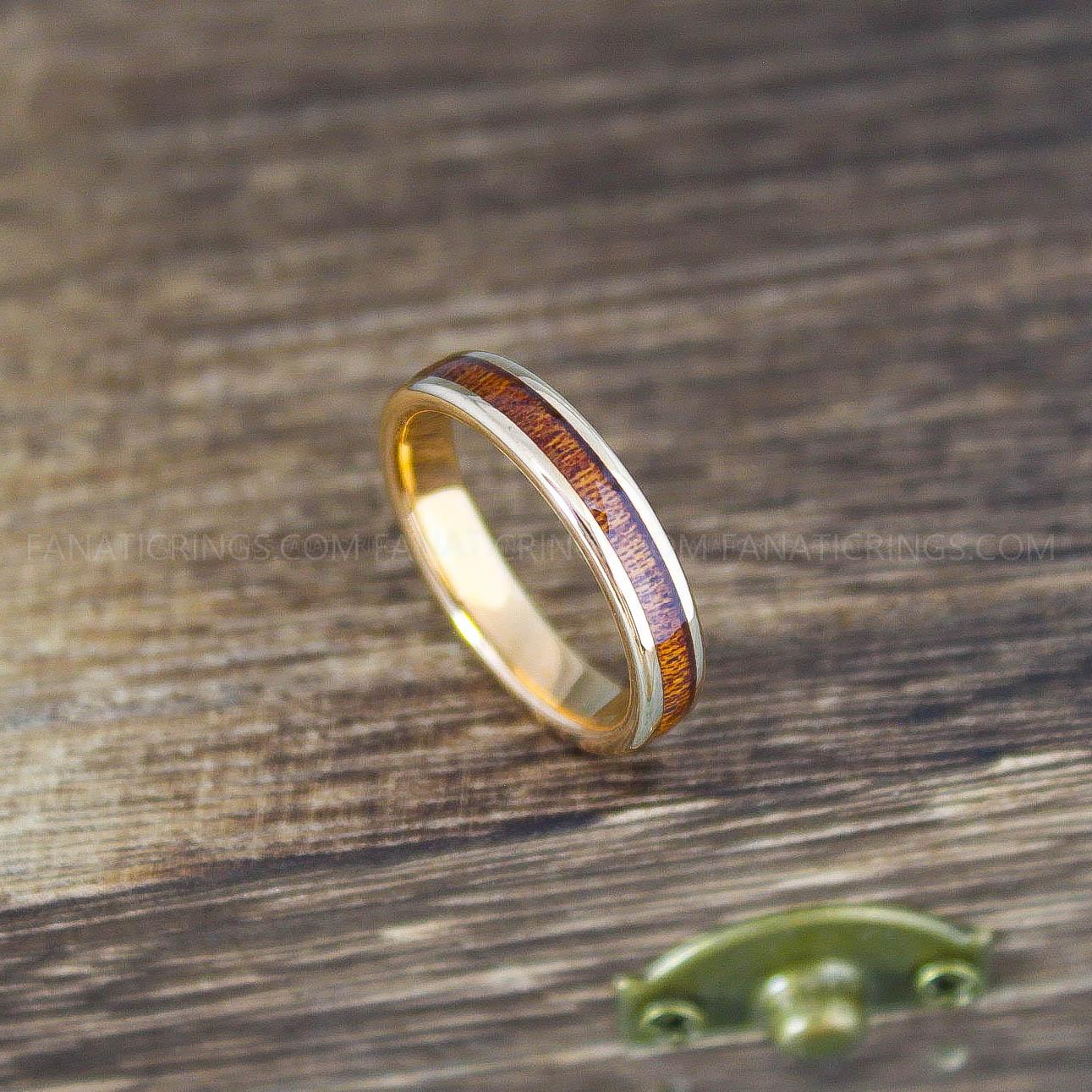 IMG_9964 Wood Ring, Wood Wedding Band, Wood Wedding Ring, Rose Gold Wedding Band - Image 1