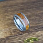 Whiskey Barrel Wood Ring, Wood Wedding Band, Wood Wedding Ring, Hammered Ring, Silver Wedding Band
