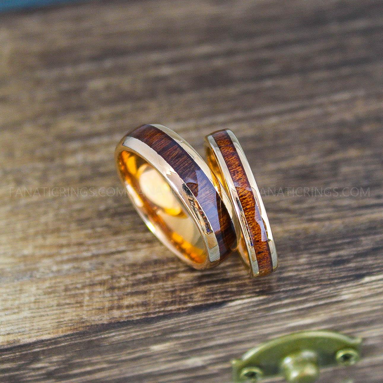 IMG_9968 Wood Rings, Wood Wedding Bands, Wood Wedding Rings, Rose Gold Wedding Bands - Image 1