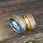Koa Wood Rings, Couple Rings, Wood Wedding Bands, Wood Wedding Rings, Hammered Rings
