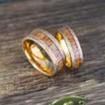 Koa Wood Rings, Couple Rings, Wood Wedding Bands, Wood Wedding Rings, Hammered Rings