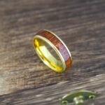 Wood Ring, Wood Wedding Band, Wood Wedding Ring, Yellow Gold Wedding Band