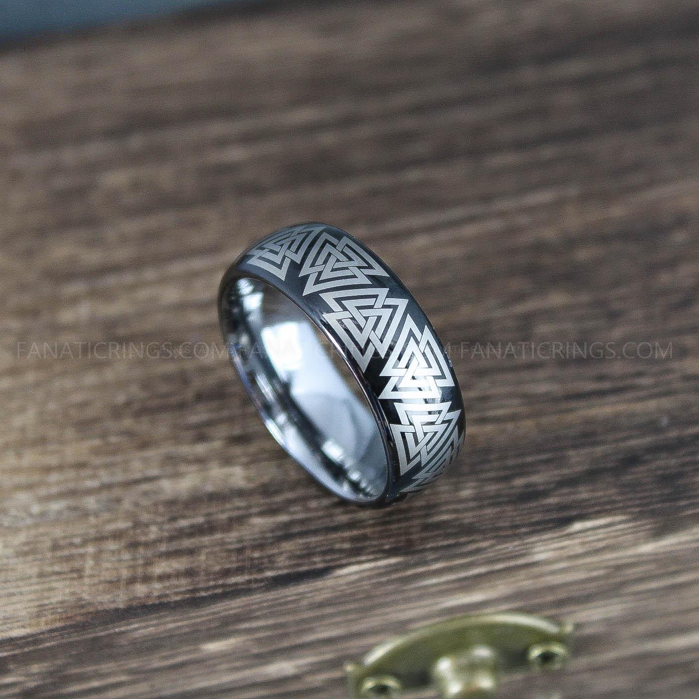 IMG_9983 Viking Ring, Runes Ring, Nordic Ring, Norsemen Ring, Nordic Runes Ring, Black Tungsten Band - Image 1
