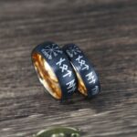 Viking Vegvisir Ring, Runes Ring, Nordic Ring, Norsemen Ring, Nordic Runes Ring, Black Tungsten Band - Image 3