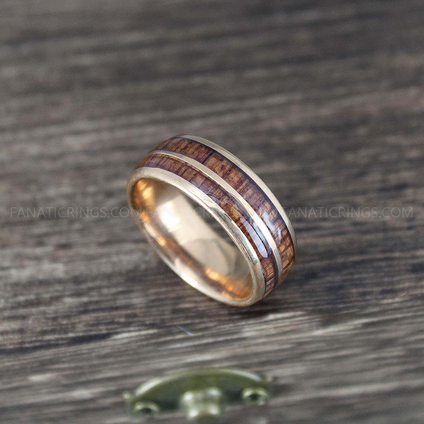 IMG_9995 Wood Ring, Wood Wedding Band, Wood Wedding Ring, Rose Gold Wedding Band - Image 1