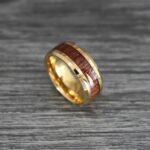 Wood Ring, Wood Wedding Band, Wood Wedding Ring, Yellow Gold Wedding Band