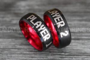 Player 1 Player 2 Rings, Gamer Rings, Couple Ring Set, Couple Wedding Bands