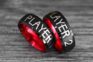 Player 1 Player 2 Rings, Gamer Rings, Couple Ring Set, Couple Wedding Bands