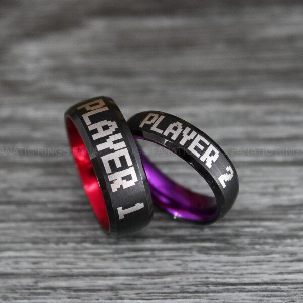 IMG_0410 Player 1 Player 2 Rings, Gamer Rings, Couple Ring Set, Couple Wedding Bands