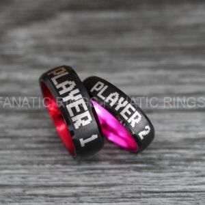 IMG_0411 Player 1 Player 2 Rings, Gamer Rings, Couple Ring Set, Couple Wedding Bands