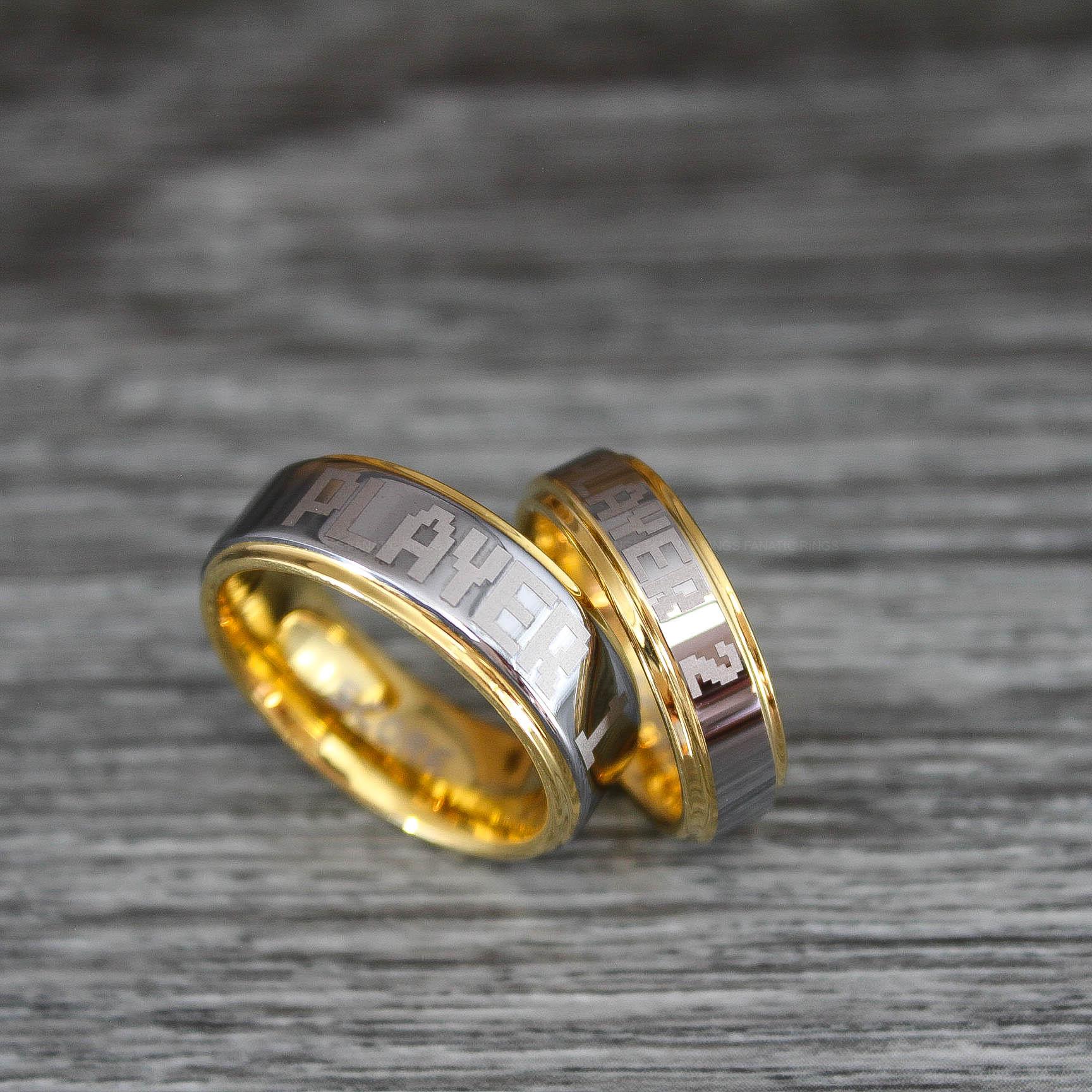 IMG_0428 Player 1 Player 2 Rings, Gamer Rings, Gamer Jewelry, Gamer Wedding Rings - Image 1