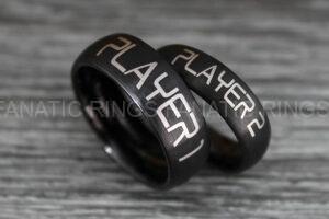 Player 1 Player 2 Rings, Gamer Rings, Couple Ring Set, Couple Wedding Bands