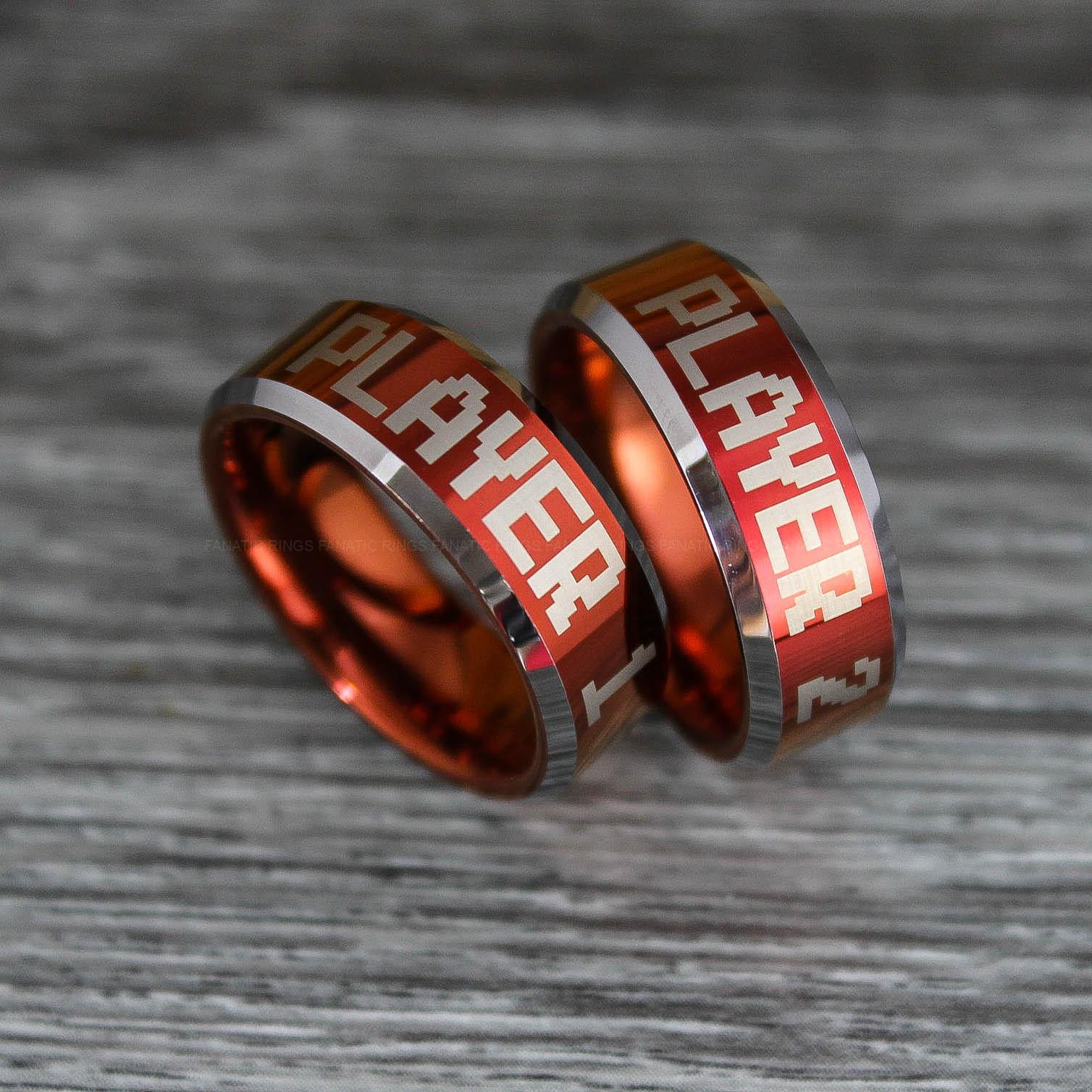 IMG_0441 Player 1 Player 2 Rings, Gamer Rings, Couple Ring Set, Couple Wedding Bands - Image 1