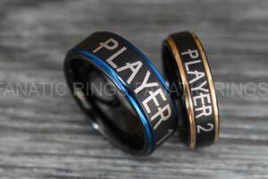 Player 1 Player 2 Rings, Gamer Rings, Couple Ring Set, Couple Wedding Bands