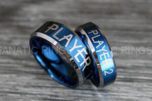Player 1 Player 2 Rings, Gamer Rings, Couple Ring Set, Couple Wedding Bands