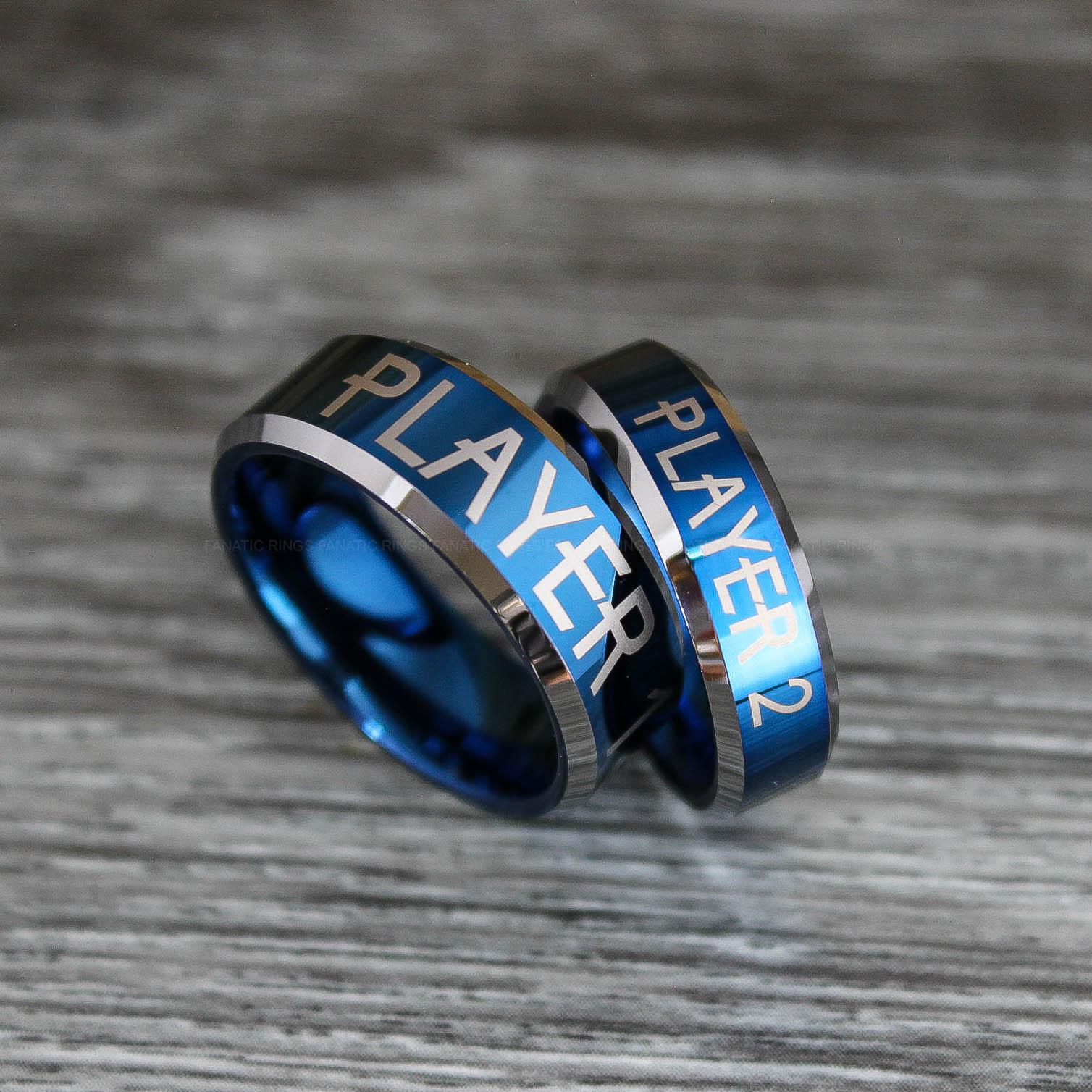 IMG_0449 Player 1 Player 2 Rings, Gamer Rings, Couple Ring Set, Couple Wedding Bands - Image 1