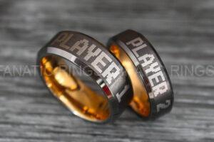 Player 1 Player 2 Rings, Gamer Rings, Couple Ring Set, Couple Wedding Bands