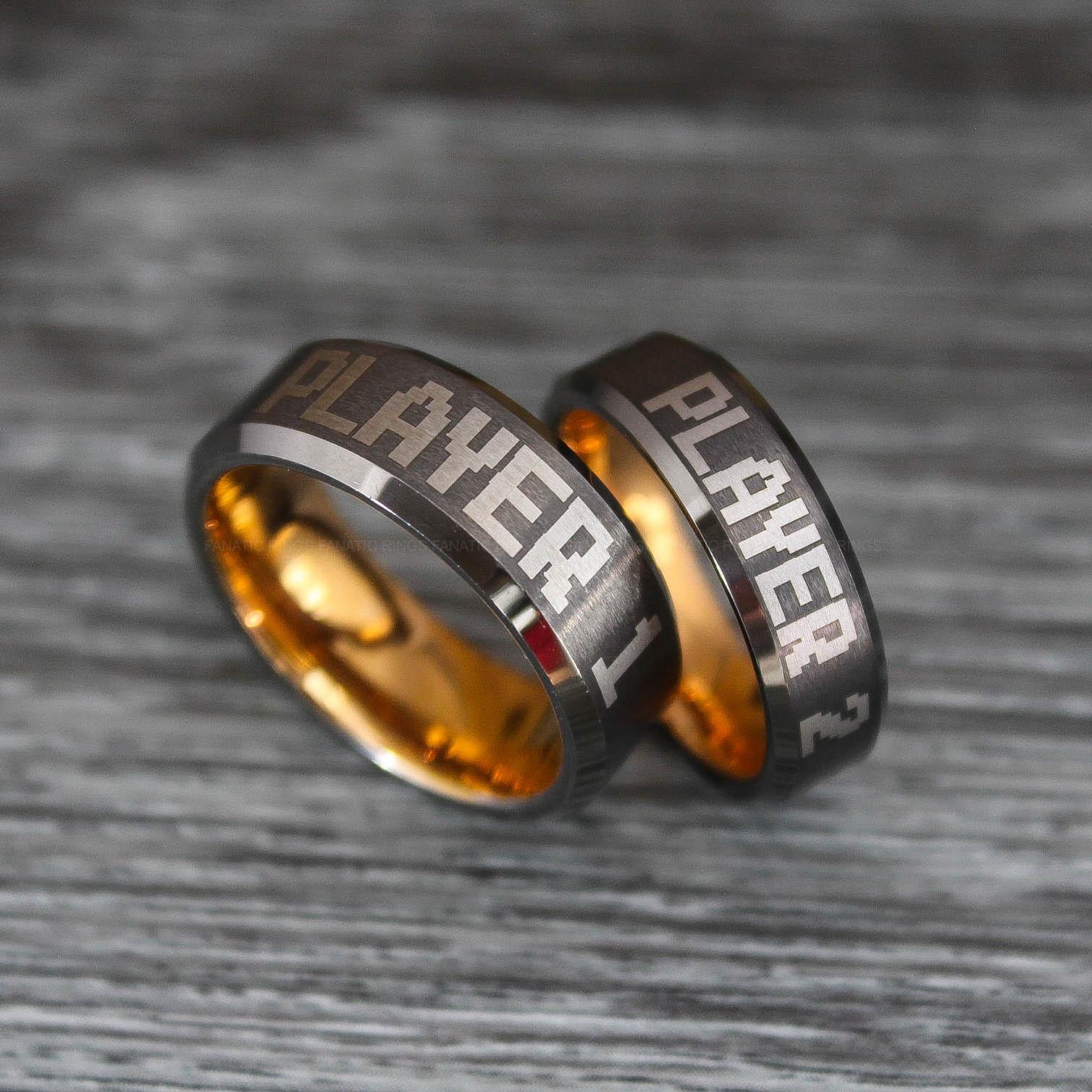 IMG_0450 Player 1 Player 2 Rings, Gamer Rings, Couple Ring Set, Couple Wedding Bands - Image 1