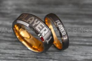 Player 1 Player 2 Rings, Gamer Rings, Couple Ring Set, Couple Wedding Bands
