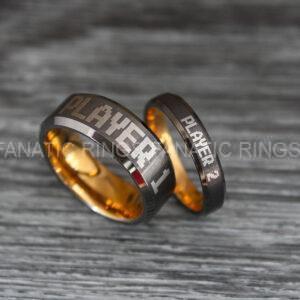 IMG_0451 Player 1 Player 2 Rings, Gamer Rings, Couple Ring Set, Couple Wedding Bands