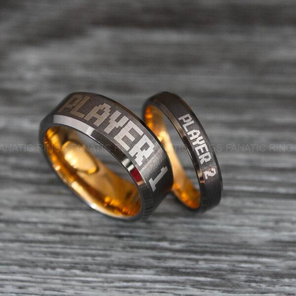 IMG_0451 Player 1 Player 2 Rings, Gamer Rings, Couple Ring Set, Couple Wedding Bands