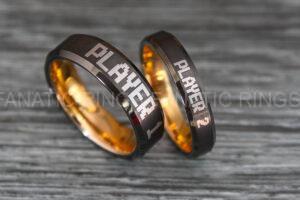 Player 1 Player 2 Rings, Gamer Rings, Couple Ring Set, Couple Wedding Bands
