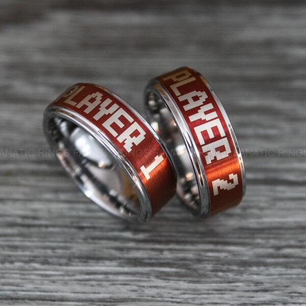 IMG_0454 Player 1 Player 2 Rings, Gamer Rings, Couple Ring Set, Couple Wedding Bands