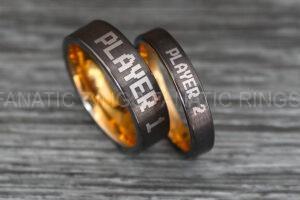 Player 1 Player 2 Rings, Gamer Rings, Couple Ring Set, Couple Wedding Bands