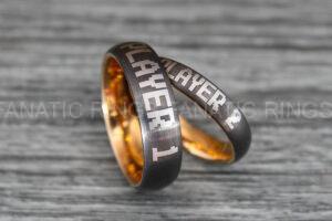 Player 1 Player 2 Rings, Gamer Rings, Couple Ring Set, Couple Wedding Bands